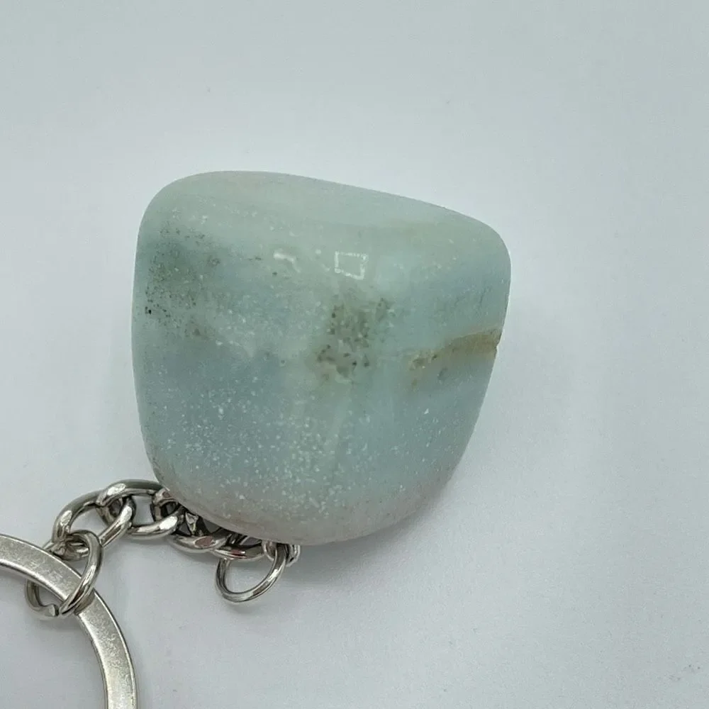 Amazonite tumble keychain key ring pendant chain NEW hand crafted luck fortune l